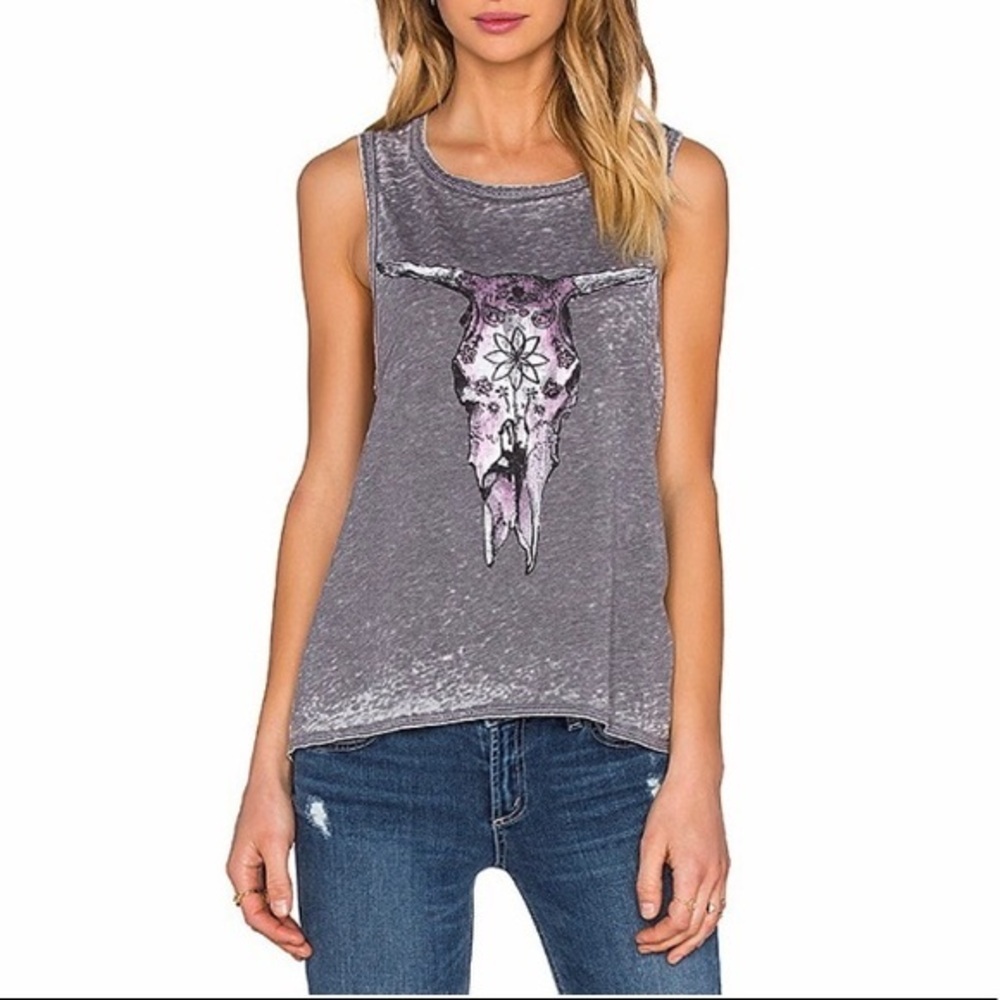 Chaser New Painted Skull Tank Top‎  in Coal M